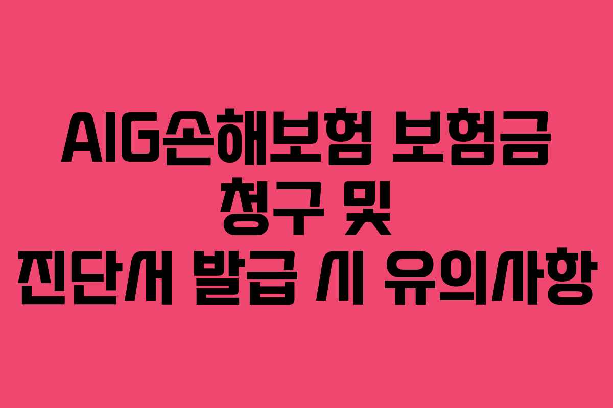 AIG손해보험 보험금 청구 및 진단서 발급 시 유의사항