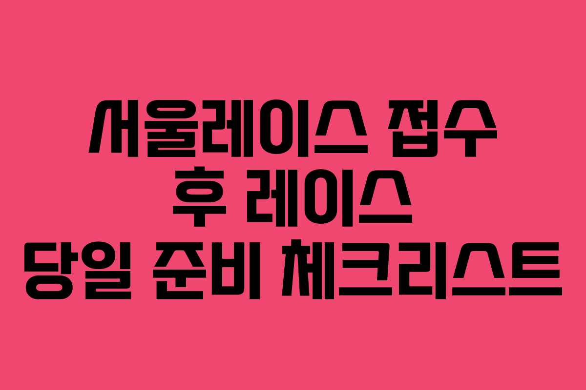 서울레이스 접수 후 레이스 당일 준비 체크리스트