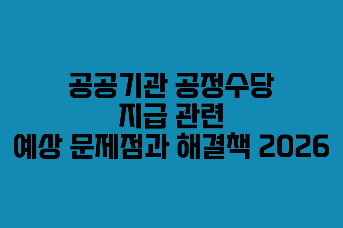 공공기관 공정수당 지급 관련 예상 문제점과 해결책 2026