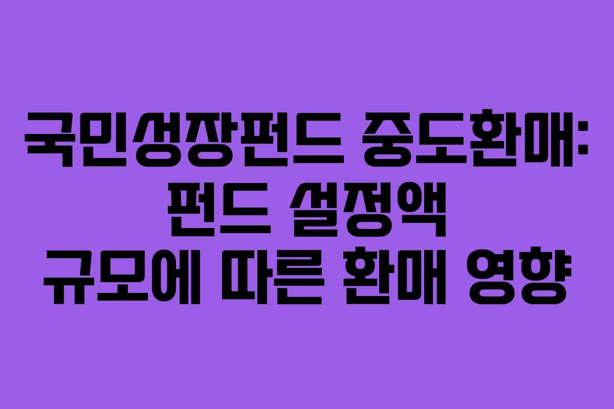 국민성장펀드-중도환매-펀드-설정액-규모에-따른-환매-영향