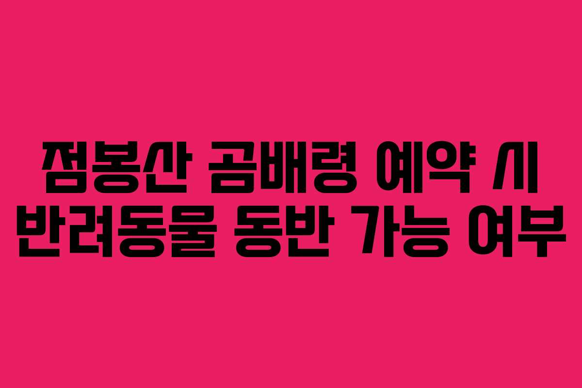 점봉산-곰배령-예약-시-반려동물-동반-가능-여부
