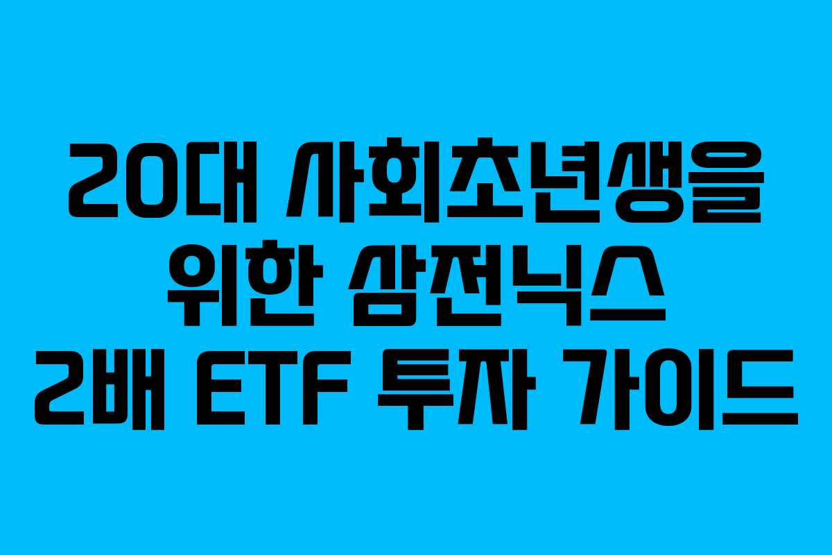 20대-사회초년생을-위한-삼전닉스-2배-ETF-투자-가이드
