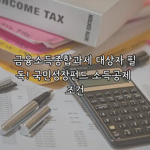금융소득종합과세 대상자 필독! 국민성장펀드 소득공제 조건